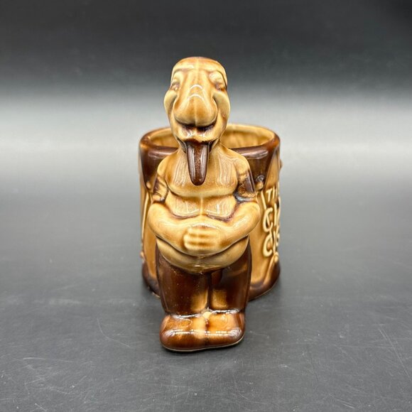 Vintage The Big Chiefs Cigars Pen Holder Planter 40s Ceramic GS Brown Organizer - Picture 3 of 11